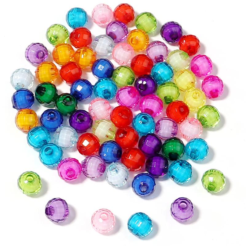 Acrylic Faceted Bead-in-Bead Round Beads, Transparent Colors, DIY Jewelry Accessories for Bracelets & Necklaces