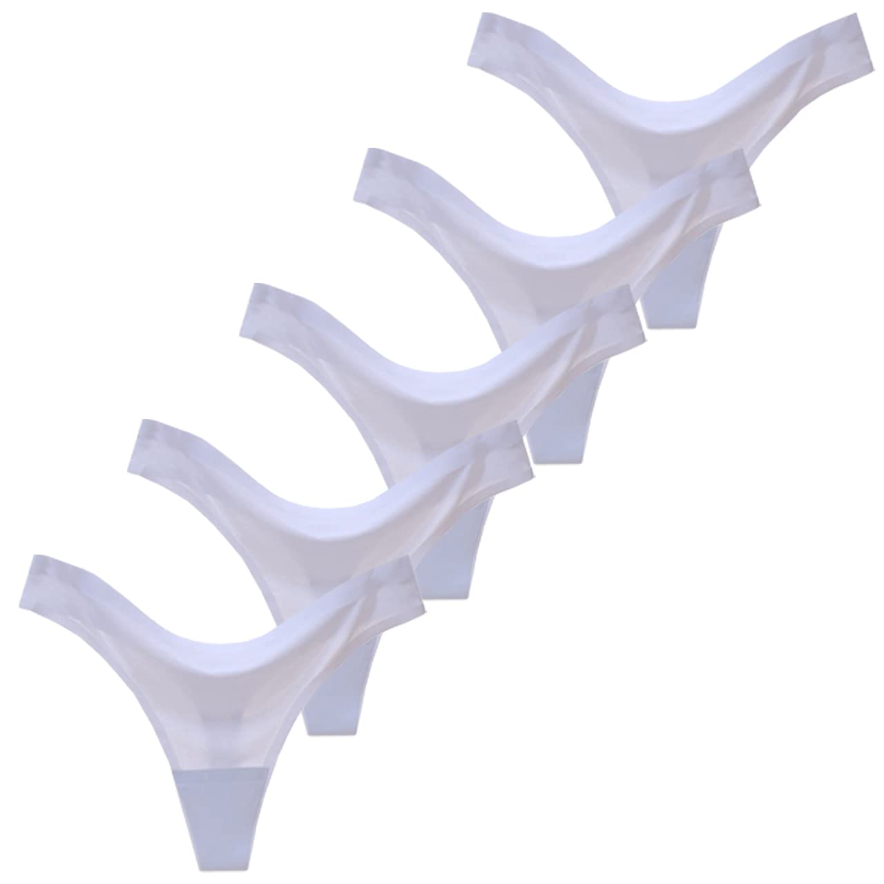 

WHITE FANG Set of Seamless T19S5 Set 5-Piece T-Back Panties, Women s, (5-Piece I, White)