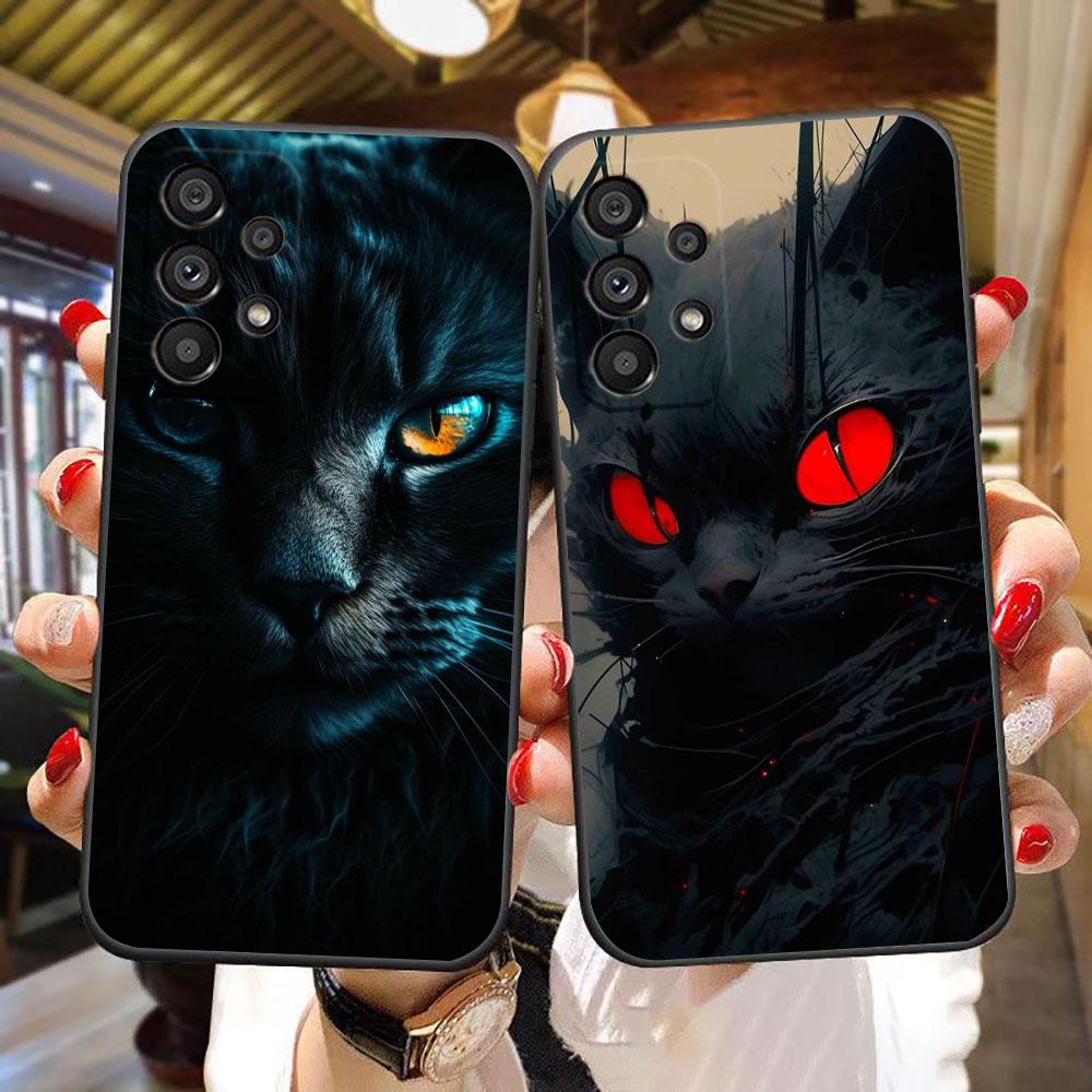 Black Cat Staring Eye Phone Case For Samsung Galaxy A72 A71 A55 A54 A53 A52 A42 A35 A34 A33 A32 A23 A22 A21S A20S A14 Case Funda