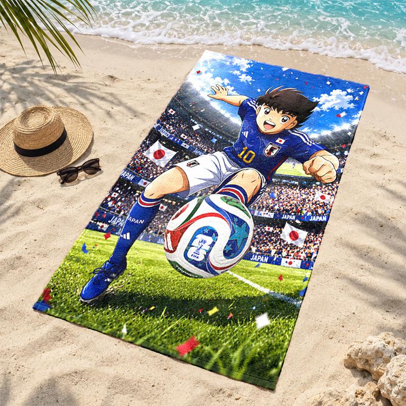 CAPITÁN TSUBASA Toalla de Playa de Microfibra Secado Rápido Libre de Arena Ligera Toallas de Playa para Viajes Natación Camping
