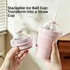 Leak-proof Silicone Ice Ball Cup Built-in Straw 2-in-1 Travel Mug  Summer Outdoor