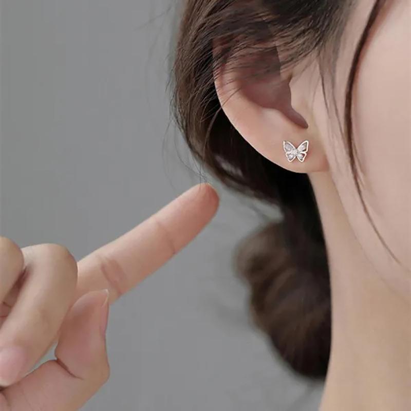 Exquisite Butterfly Stud Earrings, Spring Rain Elf Internet Celebrity Light Luxury Earrings, Super Flash Gentle Women'S Earrings