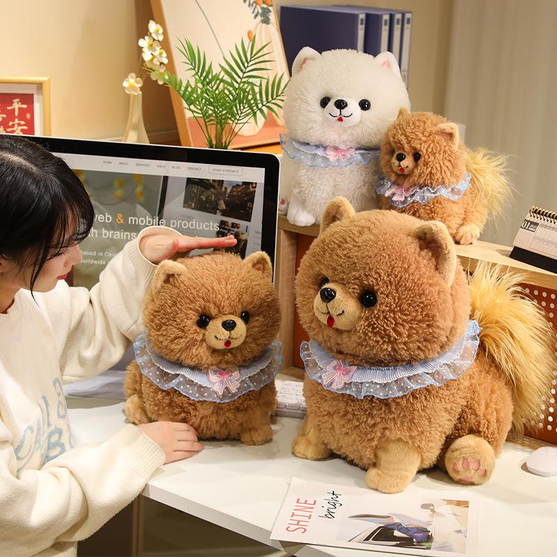 Cute Pomeranian doll plush toy puppy dog doll children accompany soothing rag doll birthday gift