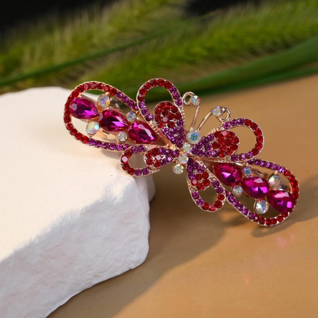 Große Schmetterling Kristall Haarspange im koreanischen Stil für Frauen - Elegantes Strass Kopfschmuck-Accessoire