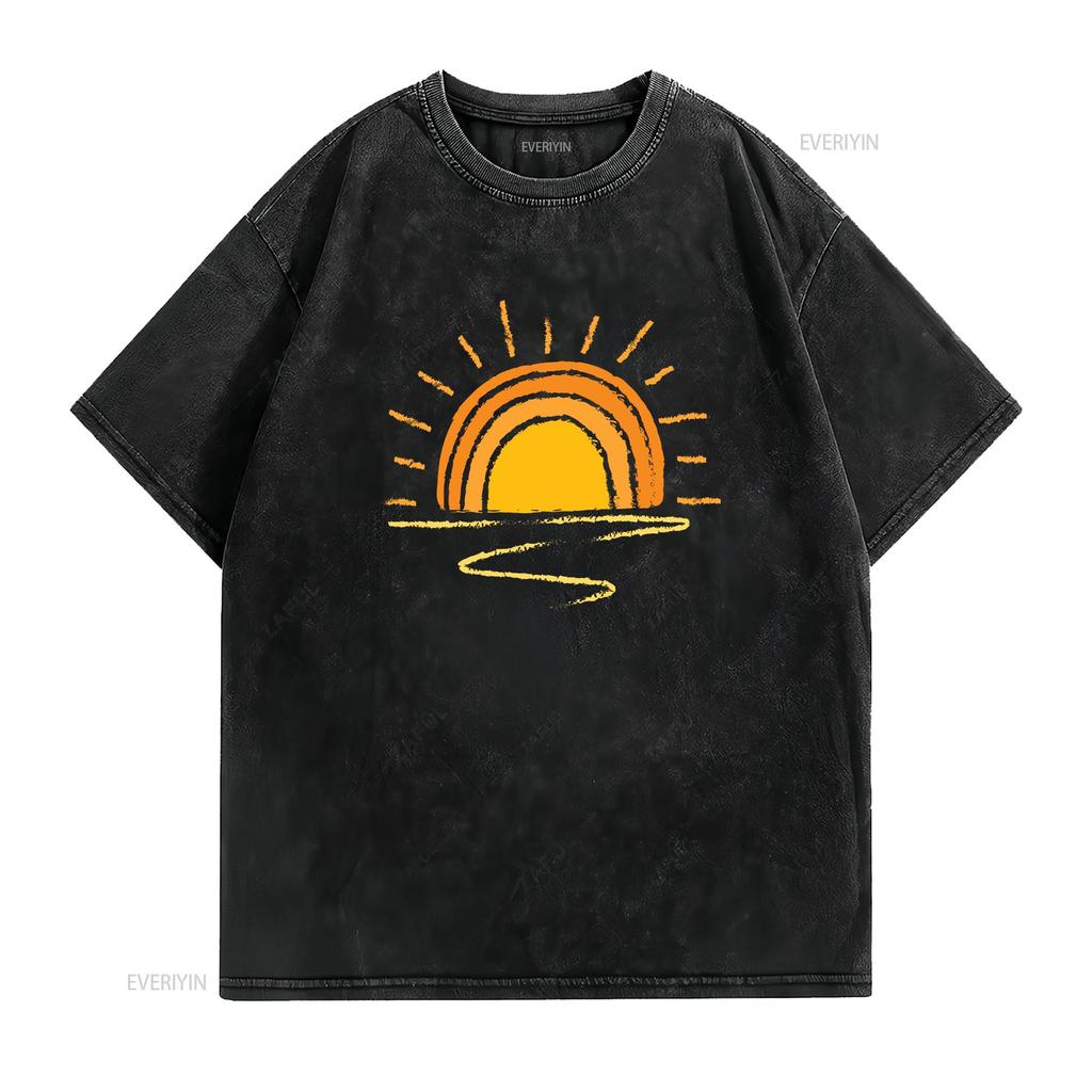 Sunshine shirt Sunny delight Women tee tees vibes Fun in the sun vintage Washed Unisex Slightly homme streetwear graphic Casual