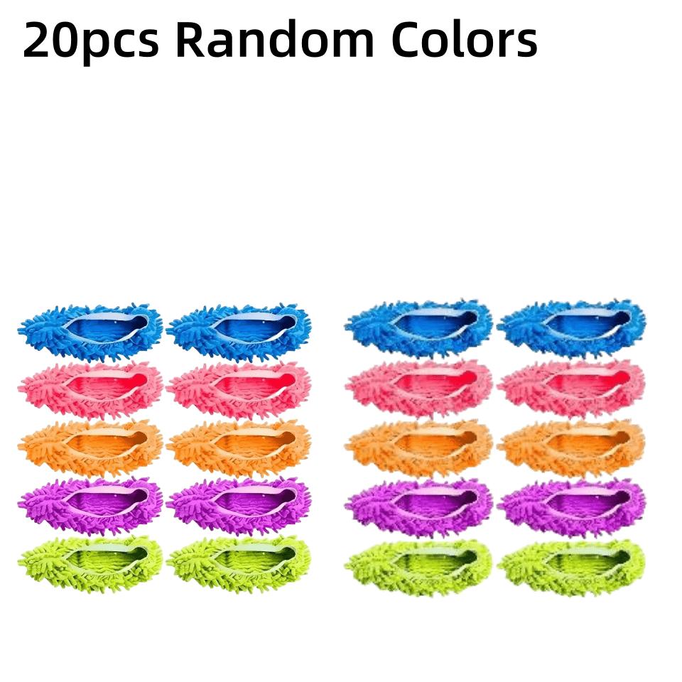 

20pcs of Washable And Reusable Slippers - Soft Microfiber Foot Coverings in Bright Blue, Purple, Brown, Green, Orange, And Pink