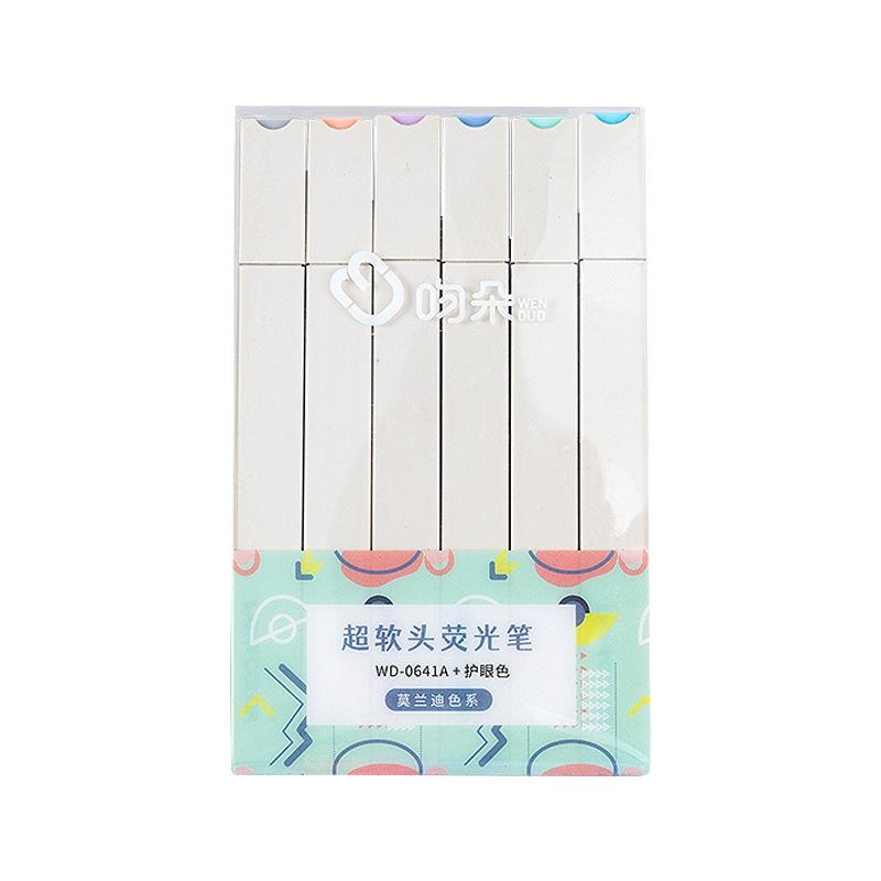 6pcs Light Color Highlighter Pen Set Soft Brush Art Marker Liner for Drawing Painting Office School