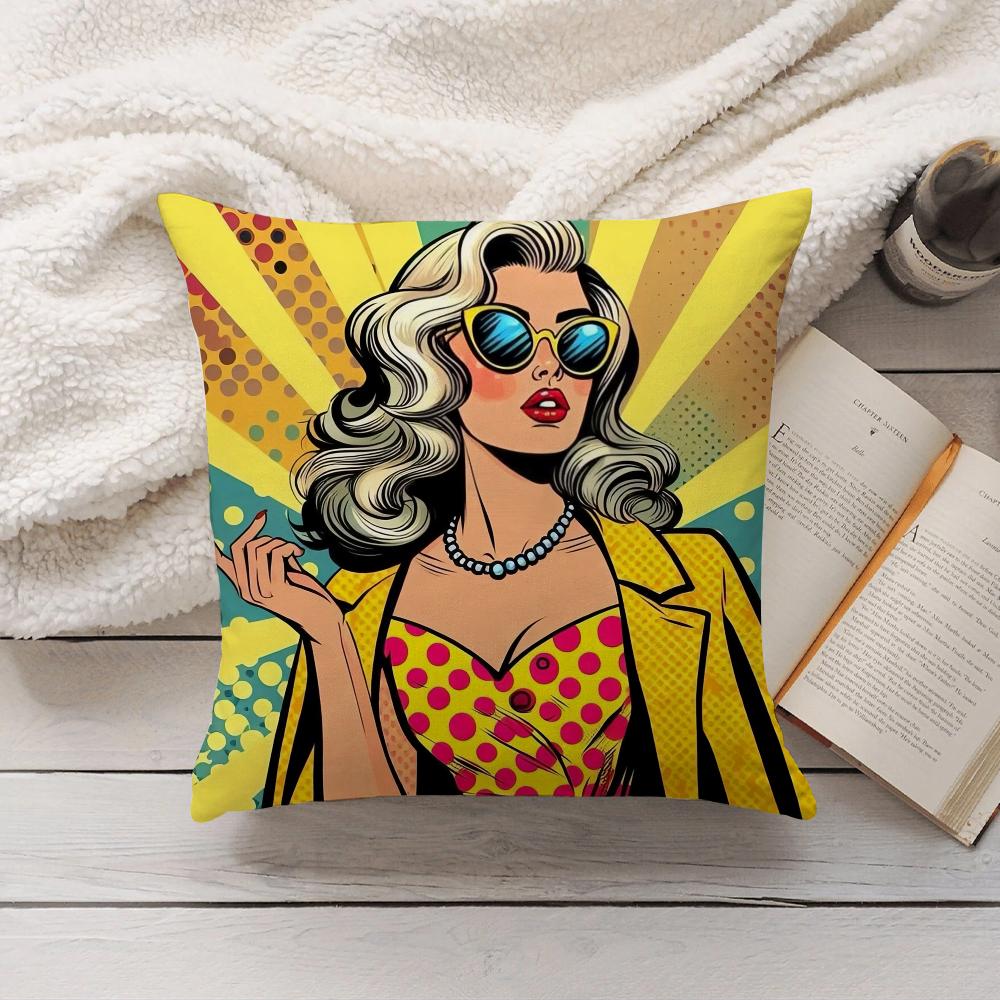 Fashion Pop Comic Portrait Pillow Case Home Decoration Cushion Cover Suitable For Bedroom Car Office Sofa