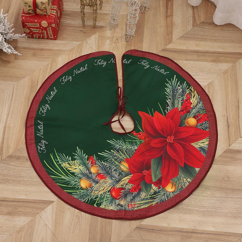Christmas Tree Skirt Snowflake Santa Claus Printed Xmas Tree Bottom Decor Mat Merry Christmas Decoarations Home Party Ornaments