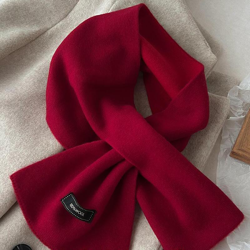 Wool Solid Color Double-sided Lazy Cross Wool Scarf Women's Winter All Match Warm Children's Parent Child Scarf