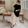 Vintage Lace Spliced Oversized Long Dress for Women Plus Size Summer  Casual Loose Basic Dress