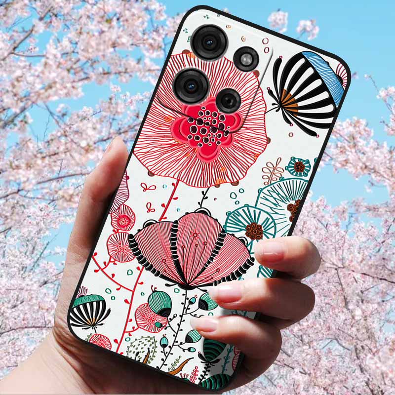 For Motorola Moto G15 4G/ G15 Power/G75 5G 3D Relief Flower Emboss Soft Silicone Cases Back Cover with 3D Flower Patter for G15