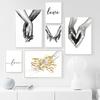 Black and White Love Holding Hands Canvas Painting Nordic Posters and Prints Wall Art Pictures Living Room Family Home Decor