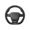 Non-Slip Genuine Leather Steering Wheel Cover, Ultra-Thin, Carbon Fiber D-Type, Universal for All Seasons