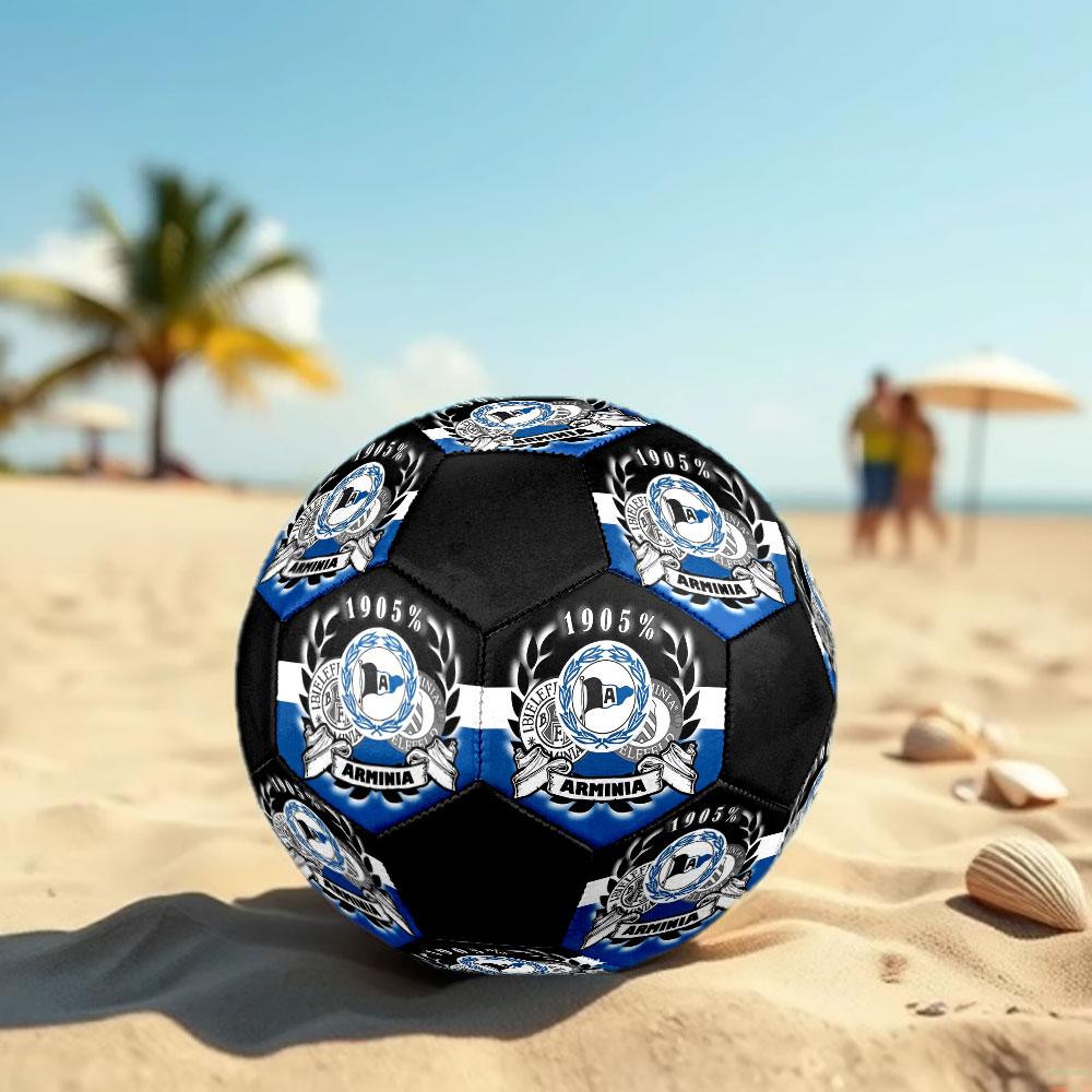 Pallone da Calcio DSC Arminia Bielefeld taglia 5, colorato, adatto a tutte le età, cucito a macchina, materiale PVC, grado competizione, durevole e ad alto rimbalzo