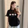 Fat Mm Black Cartoon New Loose Large Size Top with Short-sleeved T-shirt Women Are Popular This Year