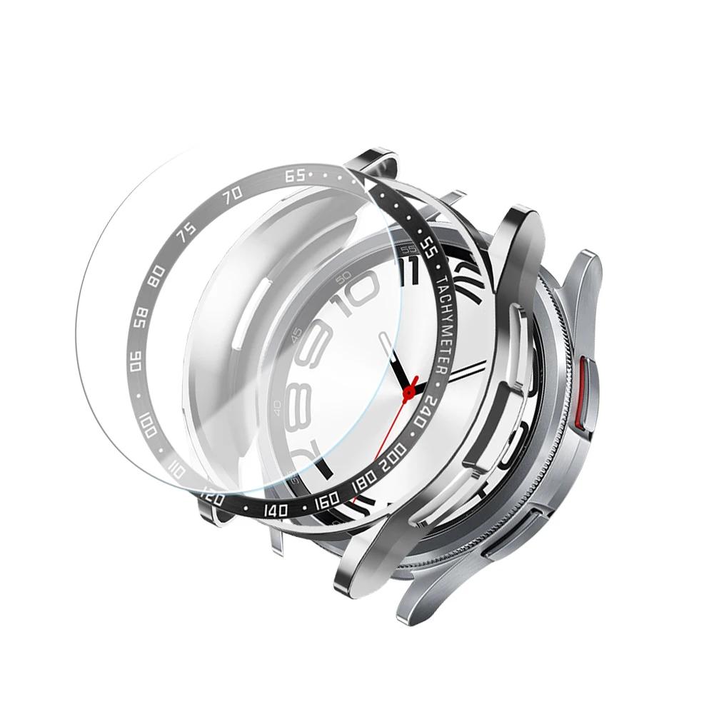 Tempered Glass+Bezel+Case for Samsung Watch 6 Classic 43mm 47mm Cover TPU Bumper All-Around Protector Clear Scratch Screen Shell