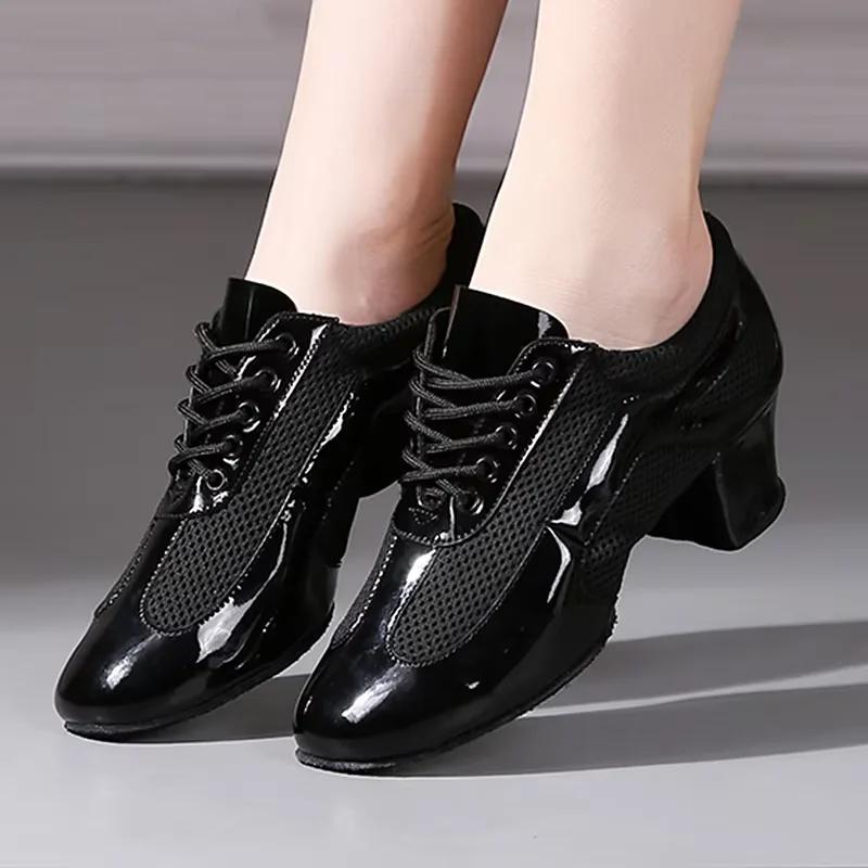 Soft Sole Practice Latin Dance Shoes Women Ballroom Dancing Shoes Closed Toe 5cm chunky heels Tango Jazz Dance Sneakers women