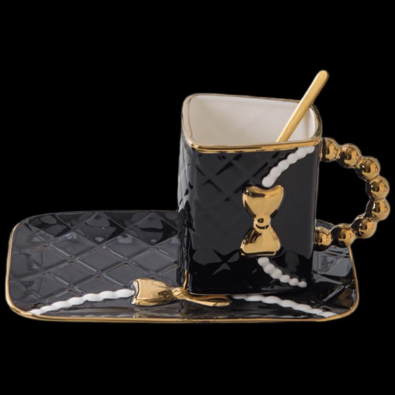 Керамический набор для кофе с черным бантом Shangqi, 350 мл