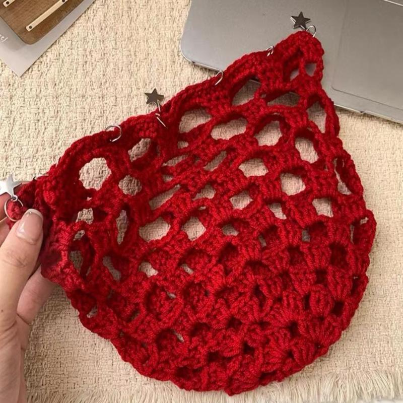Women Crochet Hollow Star Knitted Summer Beanie Cap Stretchy Breathable Casual Head Cap for Gift Giving