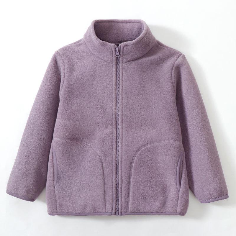 

Children s Solid Color Fleece Jacket - Warm Stand-Up Collar Zip-Up Sweater for Boys and Girls, Perfect for Autumn and Winter. 90cm