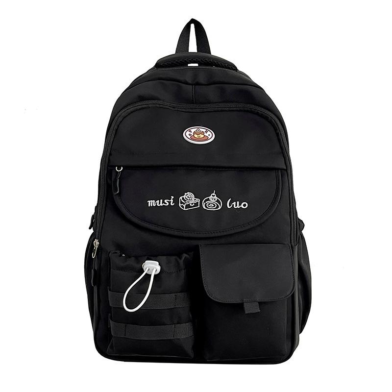 

Autumn and Winter New Solid Color Letter Backpack for Middle School Girls Fashionable Large Capacity High School College Student Backpack чорний