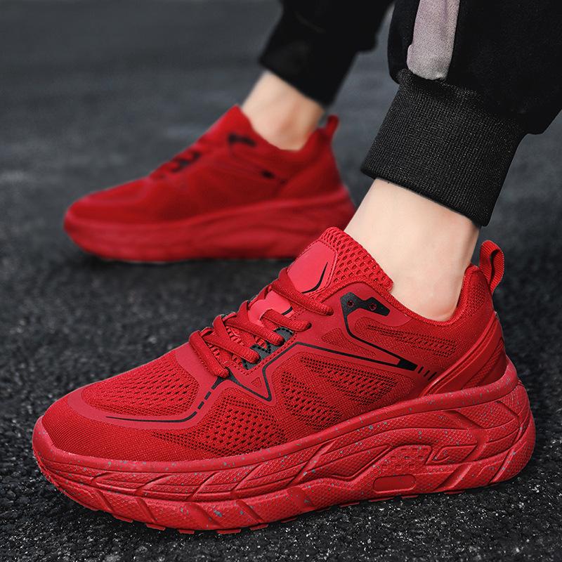 Summer new racing cushioning marathon running shoes men's flying woven breathable casual couple sports shoes