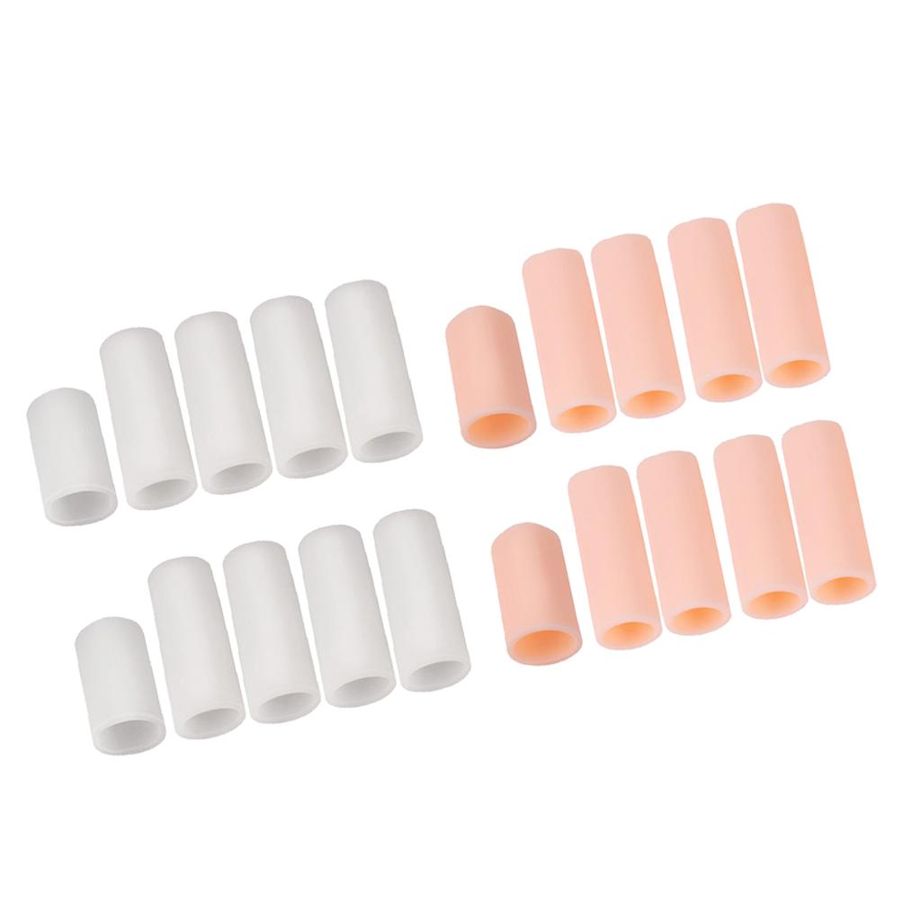 20 Pcs Silicone Gel Toe Finger Caps Covers Sleeves Tubes Unisex