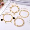 Punk Golden Metal Thick Chain Bracelets for Women Men Pentagram Heart Beads Pendant Charm Bracelet Set Fashion Jewelry
