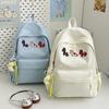 Schoolbag Simple Embroidery Solid Color Backpack Lightweight Large Capacity Fashion Casual Versatile Travel Backpack Korean Edition Student School Bag