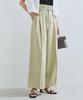 New Color Added to the Belt Detail Tuck Wide Slacks Pants Light Green S [BIS] [Wrinkle-Resistant/Cool Touch] (33)