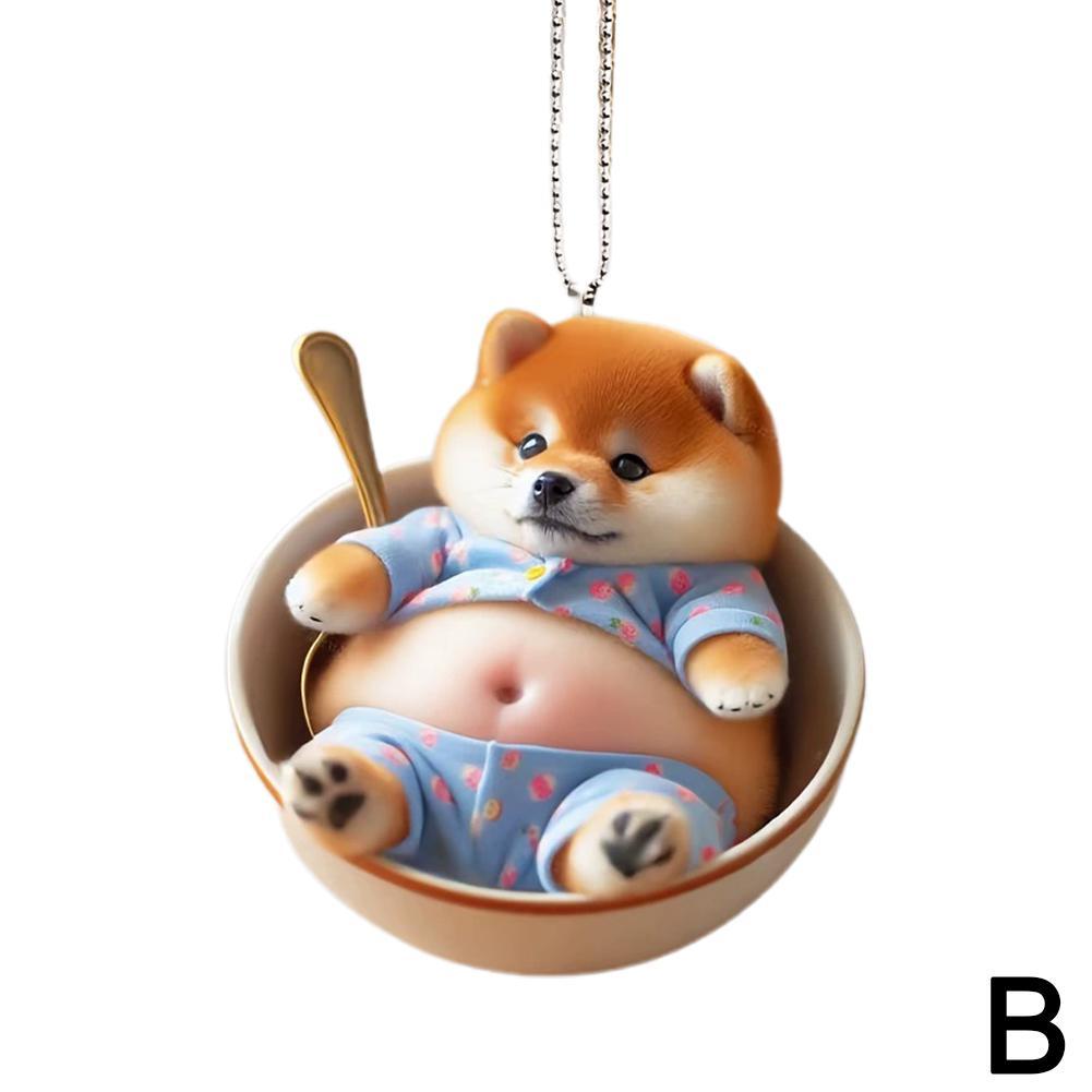 Nowy Akrylowy Płaski Wisiorek Kot Brzuchaty Ozdoby Wiszące Akrylowa Ozdoba Kot Akcesoria do Wnętrza Pojazdu Dekoracja Samochodowa