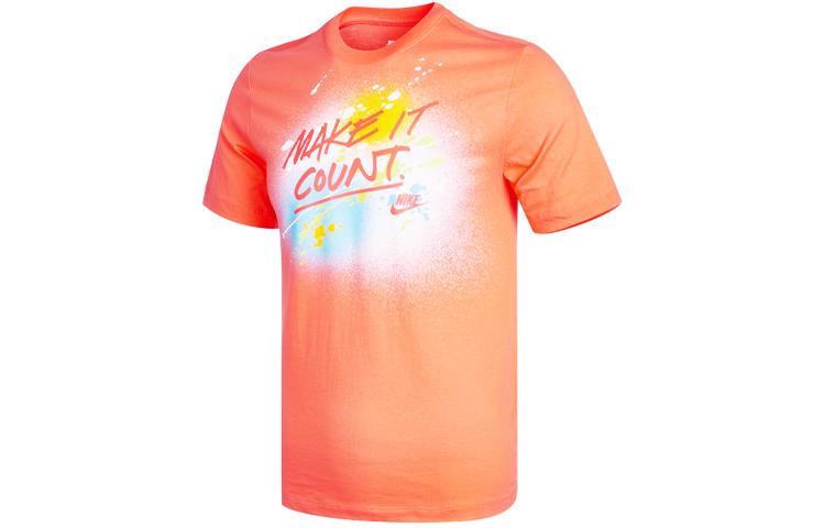 Nike T Shirts Men s Orange Crew Neck Moderate Straight Fit DJ5361-840 XXL