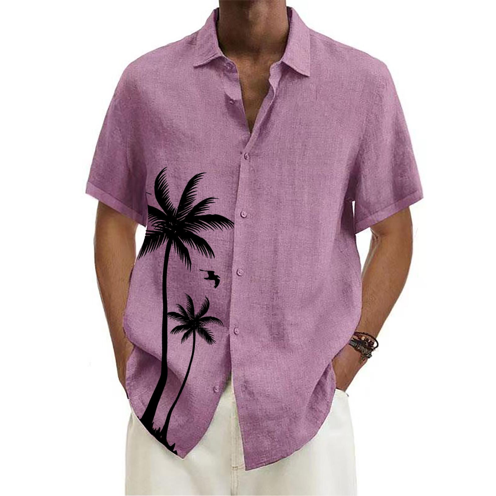 

Дизайнерские весенне-летние мужские повседневные хлопковые однотонные рубашки с короткими рукавами, свободные рубашки XXXL розовый