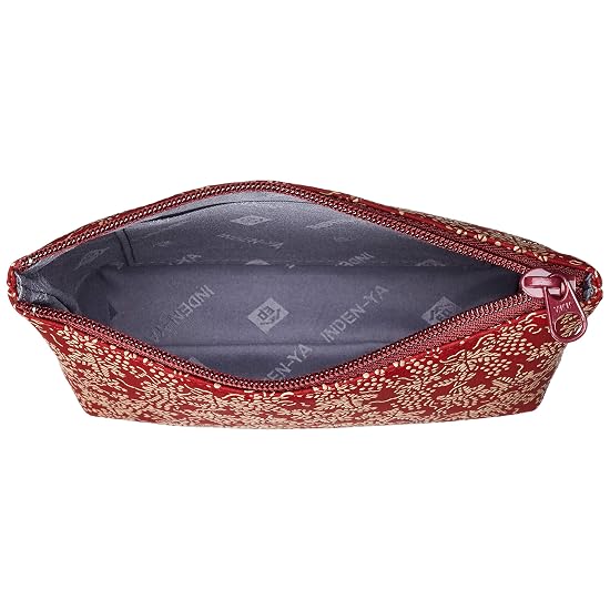 [Inden-ya] Pouch No.4 Pouch, Red Deerskin with White Lacquer, Grape Pattern, 4405-13-120