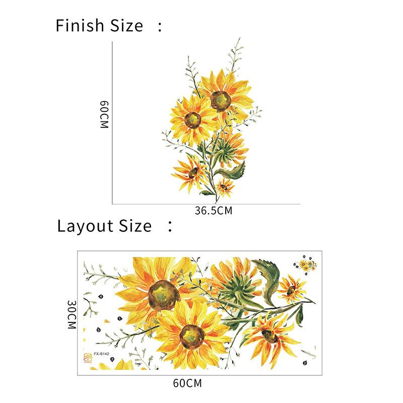 Painted Sunflower Wall Stickers Living Room Sofa Background Decoration Bedroom Home Decor Wall Beautification Stickers Wallpaper