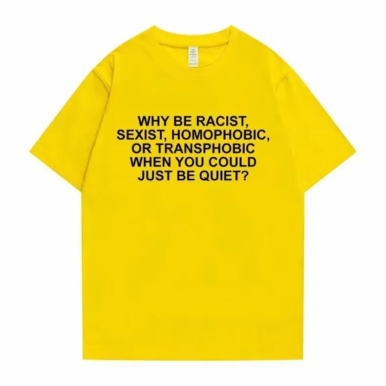 T-shirt Hip Hop alla Moda Bionde da Uomo Perché Essere Razzisti Frank Tees Stile Urbano Oceanico Oversize Unisex Unisex Casual Cotone Manica Corta Top