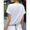 Camiseta de manga corta con estampado floral de talla europea para mujer, top informal de cuello redondo para primavera y verano.