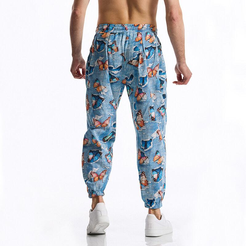 Summer Cotton Linen Men's Casual Drawstring Graphic Print Boho Tribal Vintage Pants Outdoor Activities Trousers Running Jogger