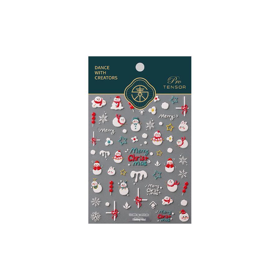 Autocolante autoadezive pentru unghii cu fulg de zăpadă și om de zăpadă de Crăciun - TS-3898