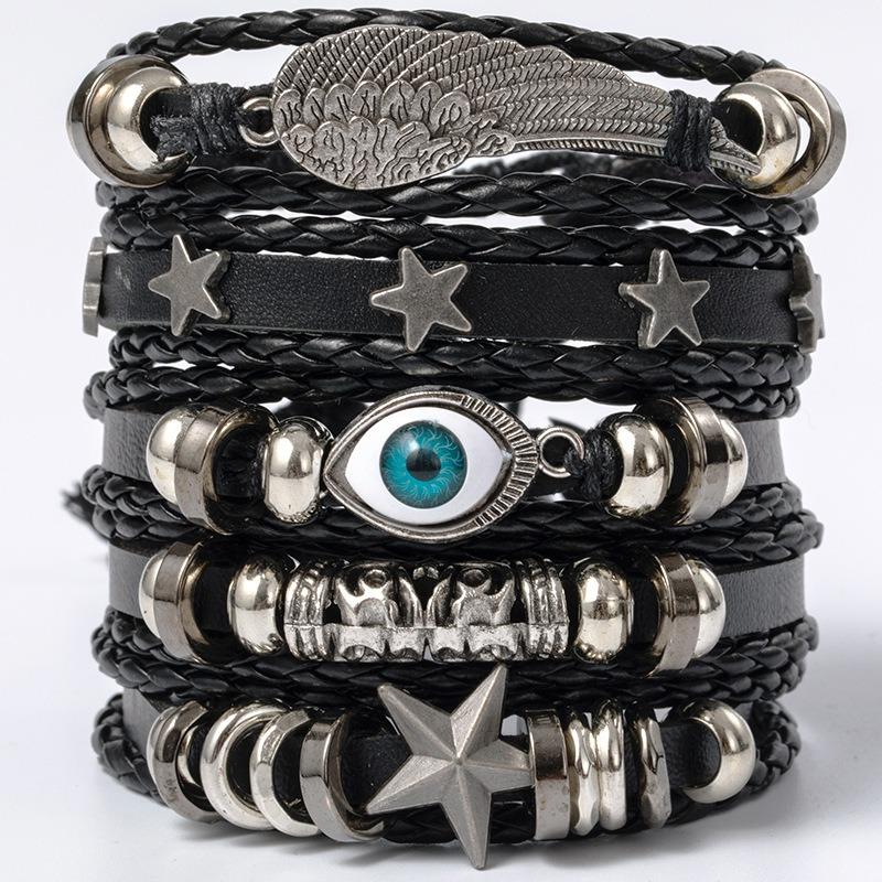 Xiyin Temu European and American Trend Retro Fashion Punk Style Leather Bracelet