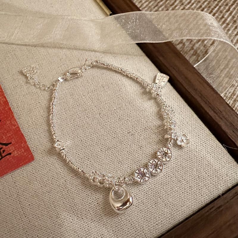 Sterling Silver 925 Adjustable Eight Directions Wealth Bracelet - Chubby Ball Design, Perfect Silver Jewelry Gift for a Best Friend