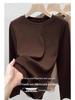 Women's Double-sided Plush Layer Top: Round Neck, Long Sleeve, Thick, Warm, Slim-fit, Brushed, Autumn/Winter Style 2025.