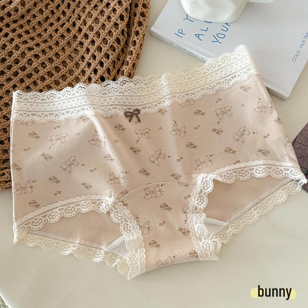 10A Antibacterial Floral Girl's Lace Trim Briefs - Mid-Waist & Comfortable
