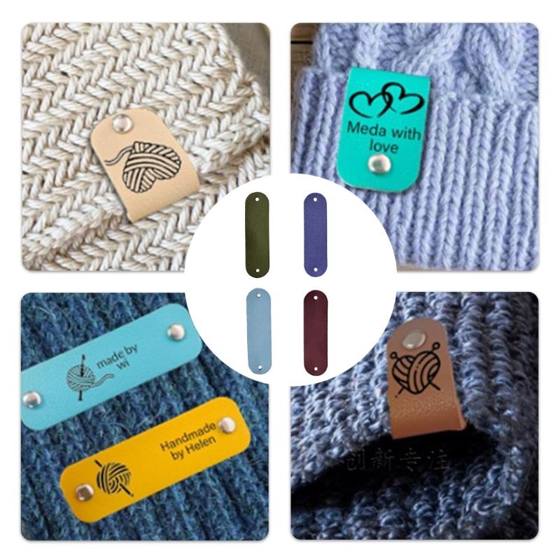 4Pcs Retro Leather Labels with Pre-Punched Holes Sewing On Decorative Label for Handmade Bags Hat Scarf Clothing Project