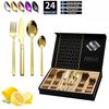 Stainless Steel Tableware, Knight Series Set, 24 Piece Western Style Steak Knife, Fork, Spoon Set, Gift Box Light Luxury