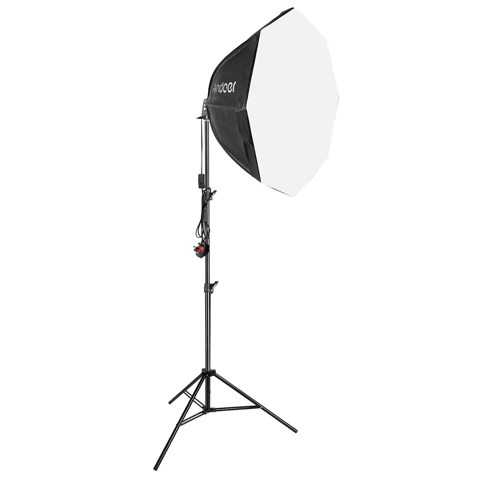 Andoer Kit de Softbox para Fotografia de Estúdio com Softbox Octogonal de Fotografia de 70 cm/28 pol. x 1 + Metal de 2,1 M UK gray