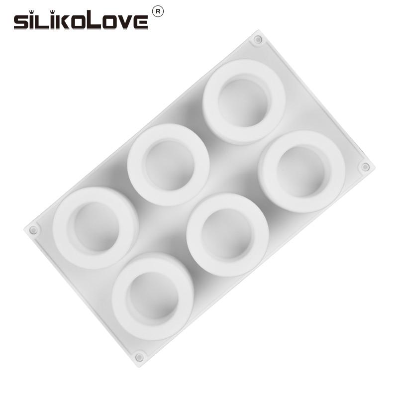 8 Cavity Round Cylinder Silicone Mold DIY Baking 3D Mousse Cake Dessert Mould