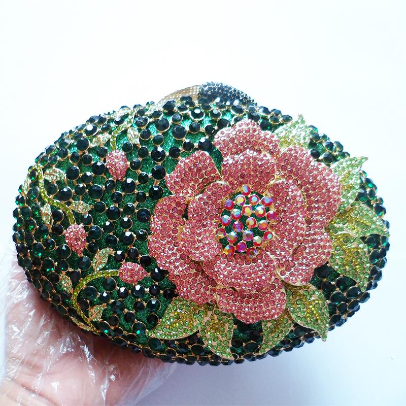 WHTUOHENG Diamantblume Damen Abend-Clutch Damen Blau/Rot Strass-Blumen Tasche Luxus Kristallstein Handtasche Abend-Clutches