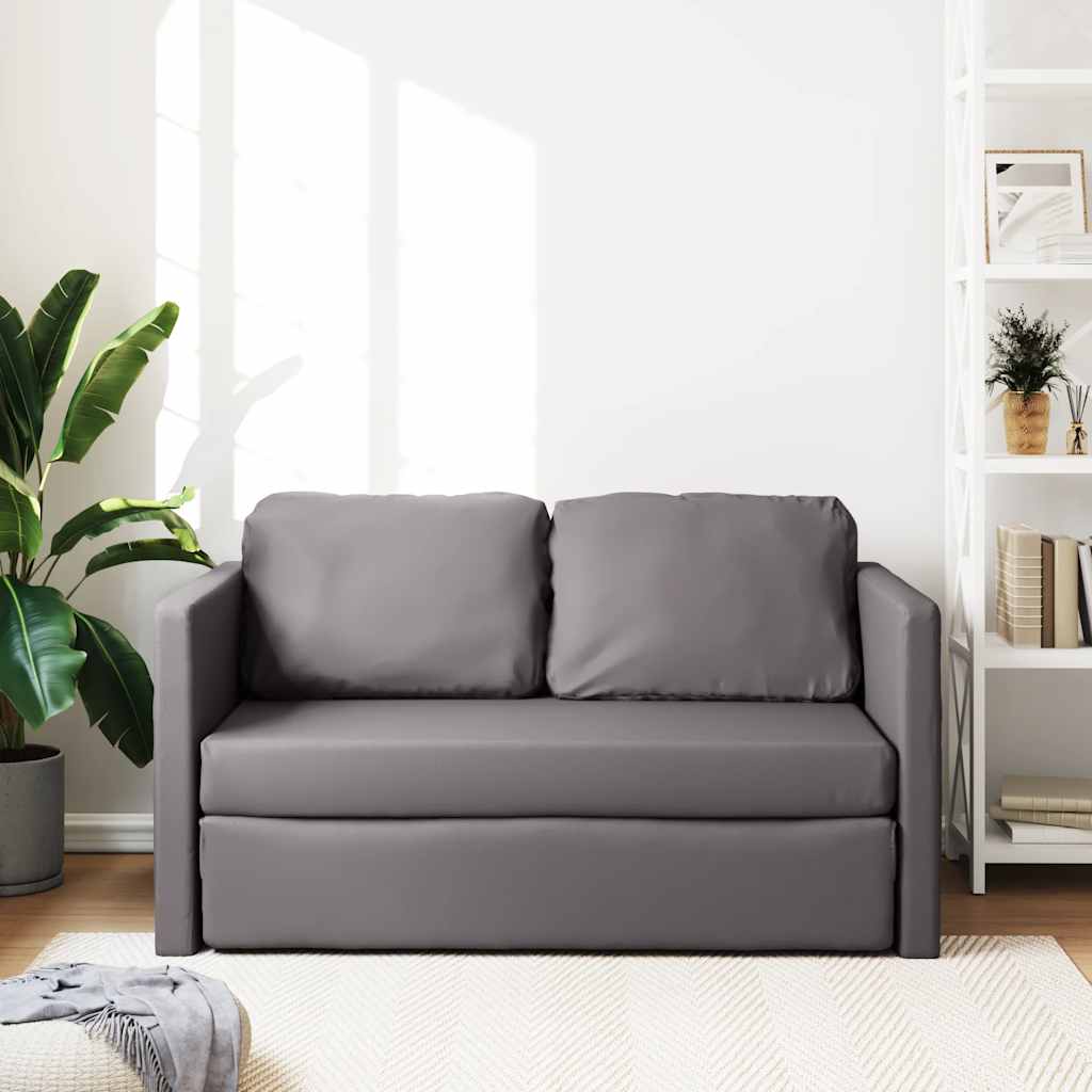 Floor Sofa with Sleeping Function Grey 112x174x55 Cm Artificial Leather